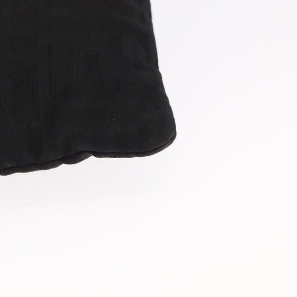 FENDI Zucca Canvas Shoulder Bag Black Silver Auth 154744