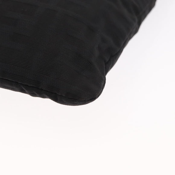 FENDI Zucca Canvas Shoulder Bag Black Silver Auth 154744