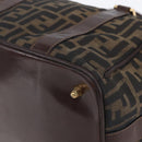 FENDI Zucca Canvas Vanity Hand Bag Black Brown gold Auth 154745-12