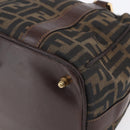 FENDI Zucca Canvas Vanity Hand Bag Black Brown gold Auth 154745-14