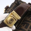 FENDI Zucca Canvas Vanity Hand Bag Black Brown gold Auth 154745-16