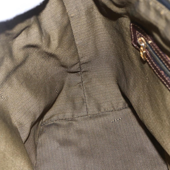 FENDI Zucca Canvas Vanity Hand Bag Black Brown gold Auth 154745