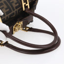FENDI Zucca Canvas Vanity Hand Bag Black Brown gold Auth 154745-9