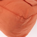 FENDI Mamma Baguette Shoulder Bag Nylon Orange Silver Auth 154746-11