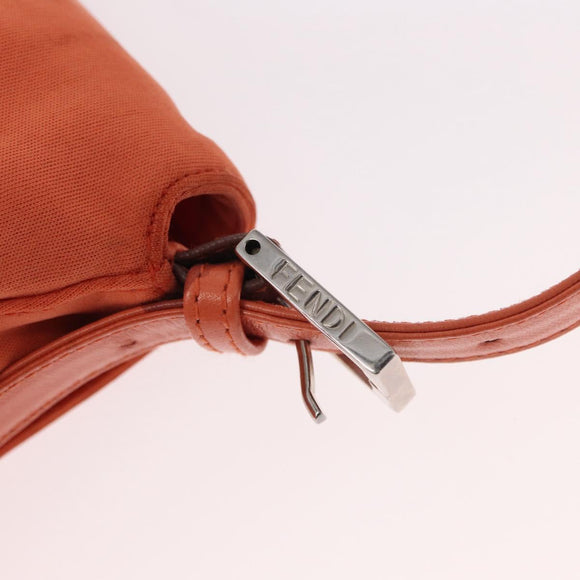 FENDI Mamma Baguette Shoulder Bag Nylon Orange Silver Auth 154746