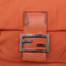 FENDI Mamma Baguette Shoulder Bag Nylon Orange Silver Auth 154746-15