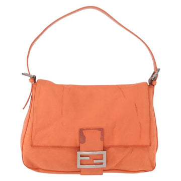 FENDI Mamma Baguette Shoulder Bag Nylon Orange Silver Auth 154746 - 0