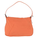FENDI Mamma Baguette Shoulder Bag Nylon Orange Silver Auth 154746-3