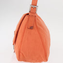 FENDI Mamma Baguette Shoulder Bag Nylon Orange Silver Auth 154746-4