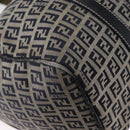 FENDI Zucchino Canvas Boston Bag Navy Silver Auth 154748-13