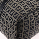 FENDI Zucchino Canvas Boston Bag Navy Silver Auth 154748-14