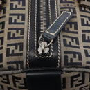 FENDI Zucchino Canvas Boston Bag Navy Silver Auth 154748-15