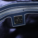 FENDI Zucchino Canvas Boston Bag Navy Silver Auth 154748-16