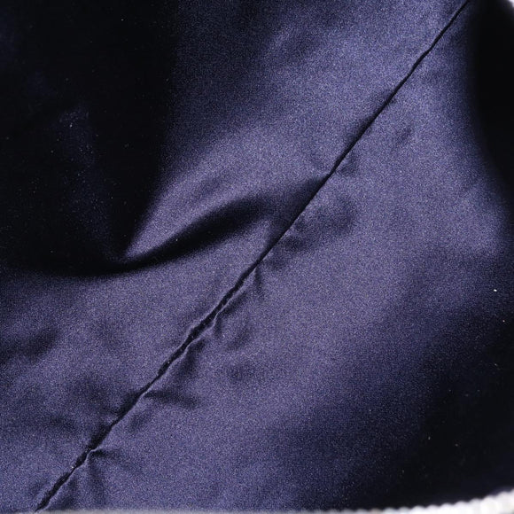 FENDI Zucchino Canvas Boston Bag Navy Silver Auth 154748