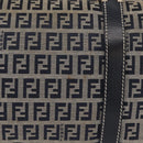 FENDI Zucchino Canvas Boston Bag Navy Silver Auth 154748-4