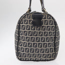 FENDI Zucchino Canvas Boston Bag Navy Silver Auth 154748-5