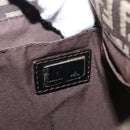 FENDI Zucchino Canvas Shoulder Bag Brown Silver Auth 154749-17