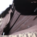 FENDI Zucchino Canvas Shoulder Bag Brown Silver Auth 154749-18