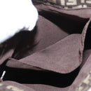FENDI Zucchino Canvas Shoulder Bag Brown Silver Auth 154749-22