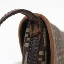 FENDI Zucchino Canvas Shoulder Bag Brown Silver Auth 154749-9