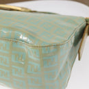 FENDI Zucchino Canvas Mamma Baguette Bag PVC Gold Light Green Auth 154750-14