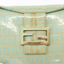 FENDI Zucchino Canvas Mamma Baguette Bag PVC Gold Light Green Auth 154750-18