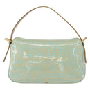 FENDI Zucchino Canvas Mamma Baguette Bag PVC Gold Light Green Auth 154750-2