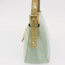 FENDI Zucchino Canvas Mamma Baguette Bag PVC Gold Light Green Auth 154750-3