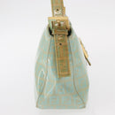 FENDI Zucchino Canvas Mamma Baguette Bag PVC Gold Light Green Auth 154750-4