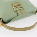 FENDI Zucchino Canvas Mamma Baguette Bag PVC Gold Light Green Auth 154750-6