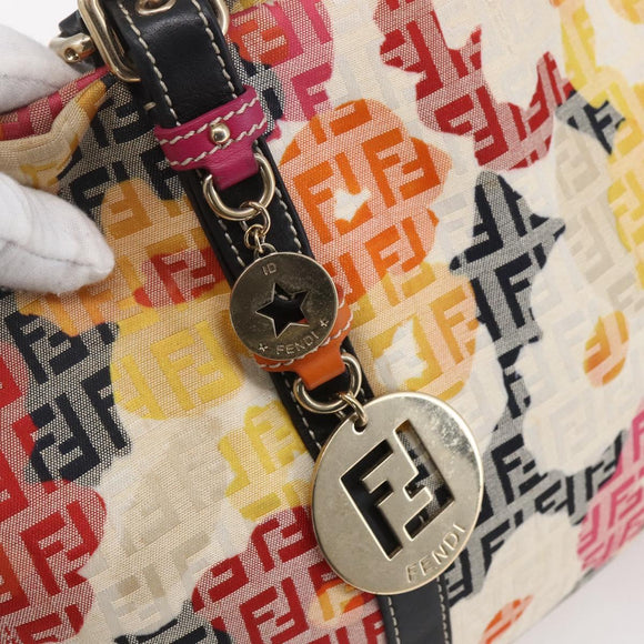 FENDI Zucchino Canvas Tote Bag Multicolor Gold Auth 154751V