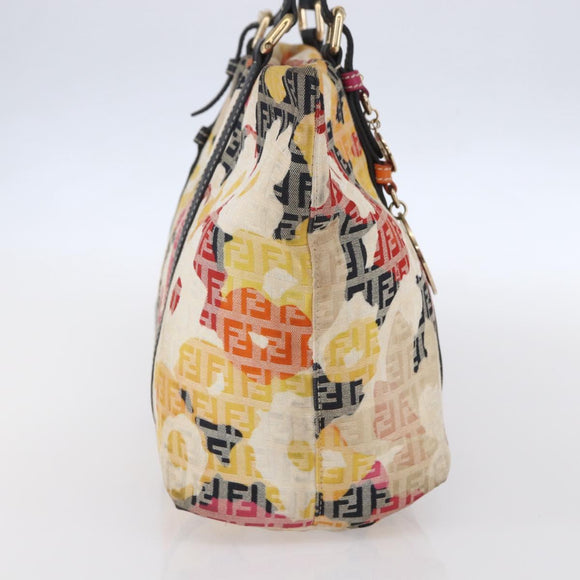 FENDI Zucchino Canvas Tote Bag Multicolor Gold Auth 154751V