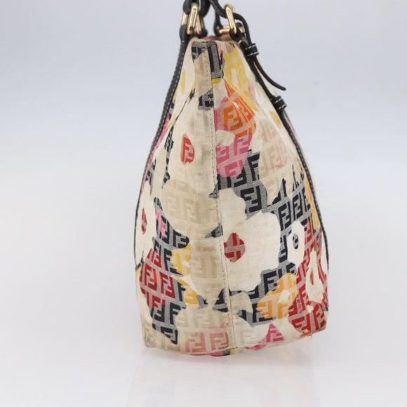 FENDI Zucchino Canvas Tote Bag Multicolor Gold Auth 154751V