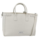 Maison Margiela 5AC Hand Bag Leather 2way White Silver Auth 154753-1