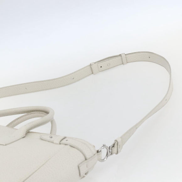 Maison Margiela 5AC Hand Bag Leather 2way White Silver Auth 154753