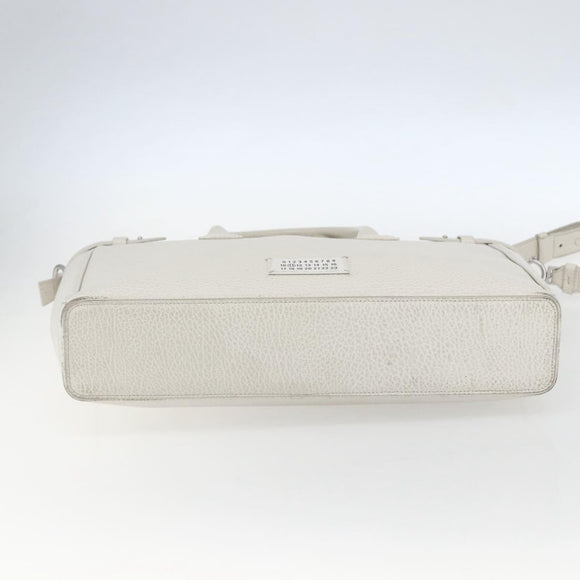 Maison Margiela 5AC Hand Bag Leather 2way White Silver Auth 154753