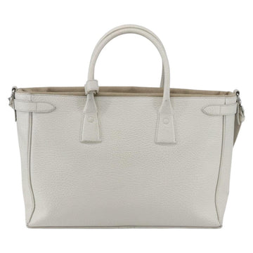Maison Margiela 5AC Hand Bag Leather 2way White Silver Auth 154753 - 0