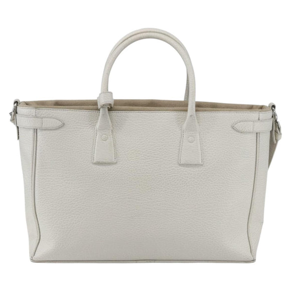 Maison Margiela 5AC Hand Bag Leather 2way White Silver Auth 154753