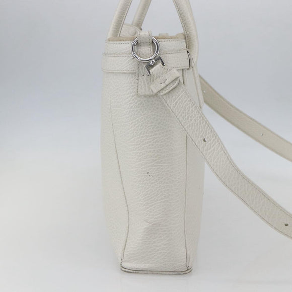 Maison Margiela 5AC Hand Bag Leather 2way White Silver Auth 154753
