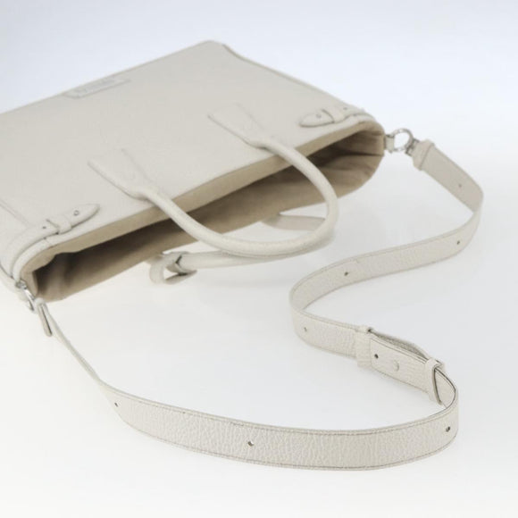 Maison Margiela 5AC Hand Bag Leather 2way White Silver Auth 154753