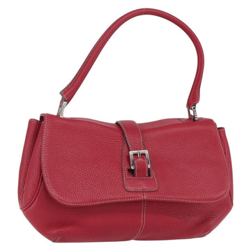 LOEWE Sender Shoulder Bag Leather Red Gold Auth 154754