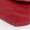 LOEWE Sender Shoulder Bag Leather Red Gold Auth 154754-16
