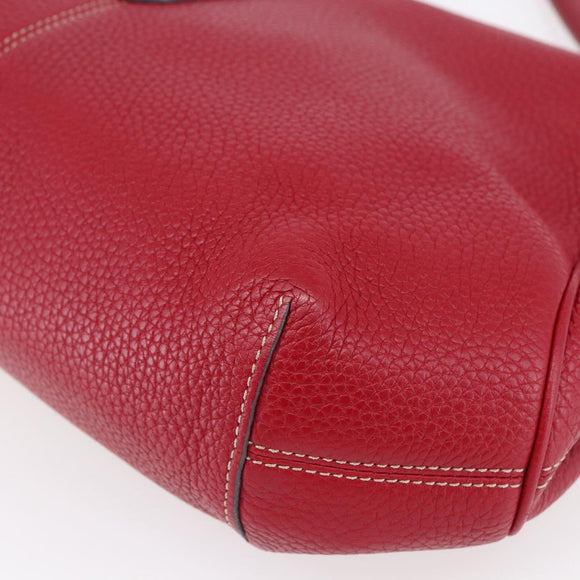 LOEWE Sender Shoulder Bag Leather Red Gold Auth 154754