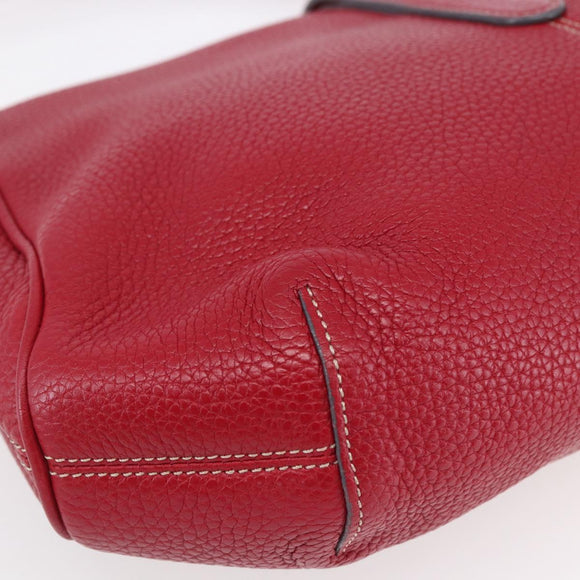 LOEWE Sender Shoulder Bag Leather Red Gold Auth 154754