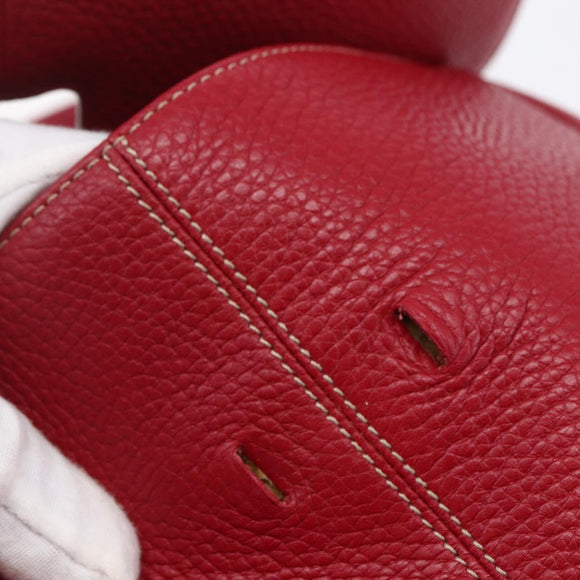 LOEWE Sender Shoulder Bag Leather Red Gold Auth 154754