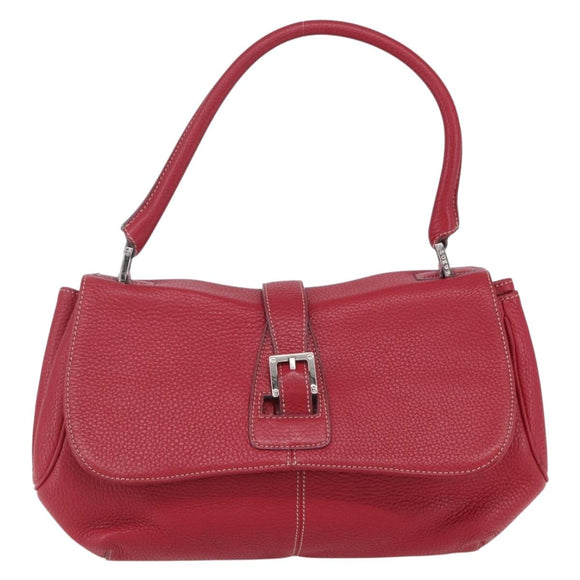 LOEWE Sender Shoulder Bag Leather Red Gold Auth 154754