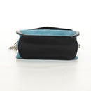 LOEWE V Anagram Chain Shoulder Bag Suede Leather 2way Blue Silver Auth 154755A-5