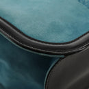 LOEWE V Anagram Chain Shoulder Bag Suede Leather 2way Blue Silver Auth 154755A-17