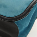 LOEWE V Anagram Chain Shoulder Bag Suede Leather 2way Blue Silver Auth 154755A-18