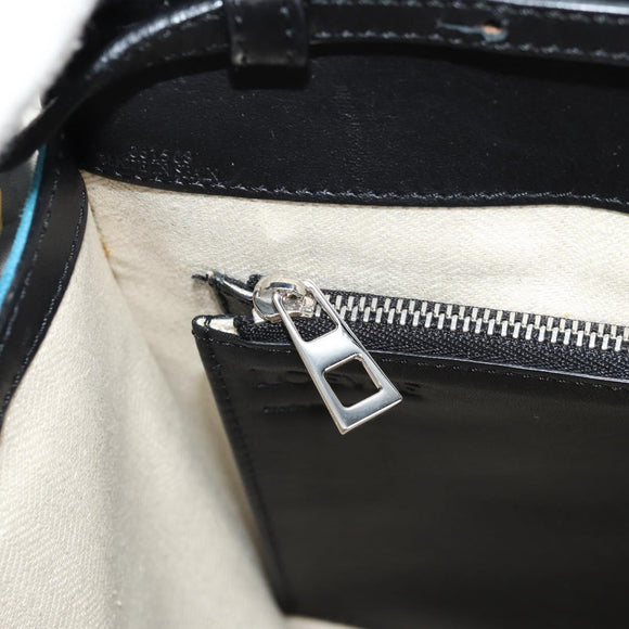 LOEWE V Anagram Chain Shoulder Bag Suede Leather 2way Blue Silver Auth 154755V